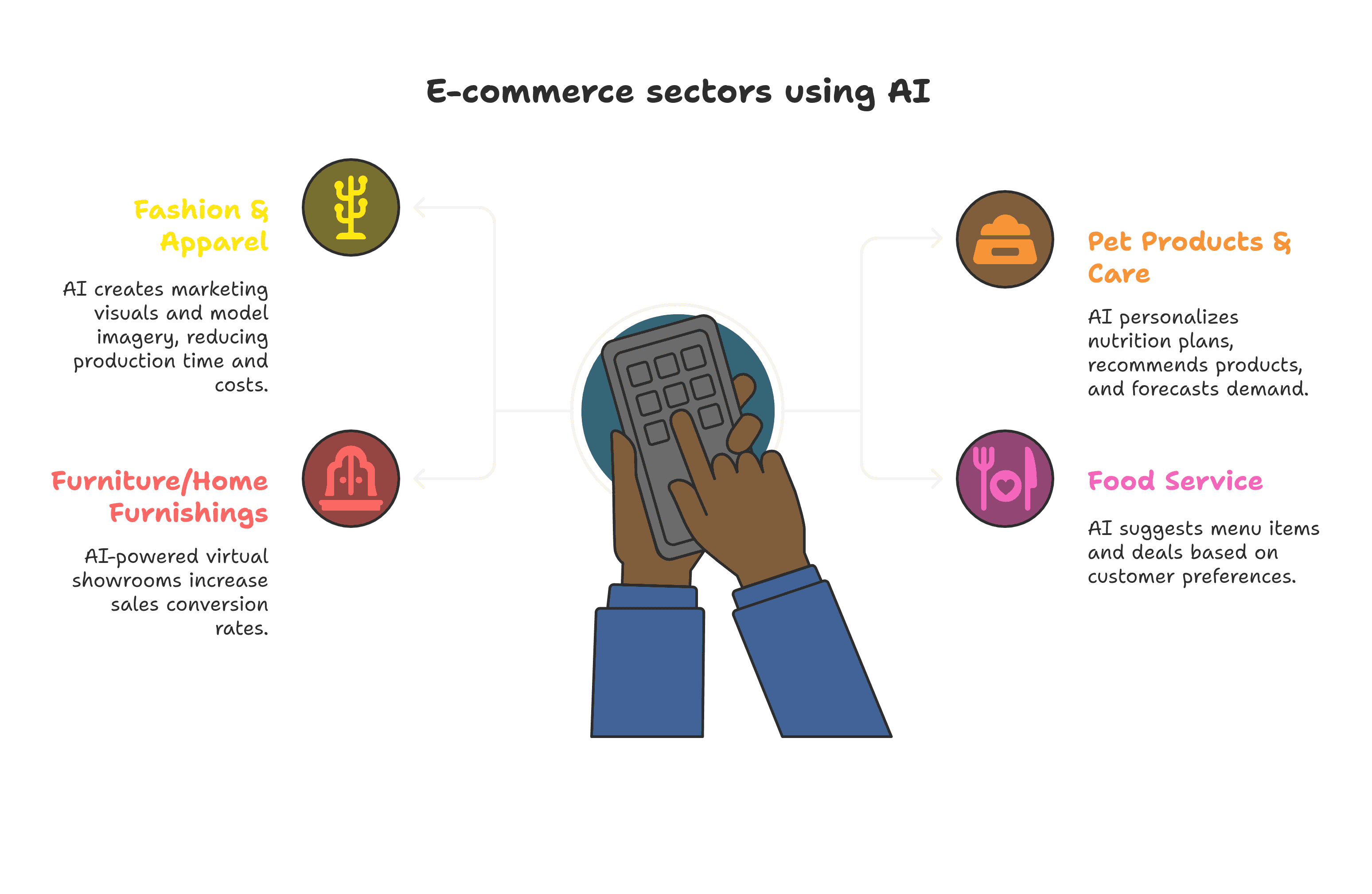 a visual representation of what of types of e commerce businesses leverage generative AI